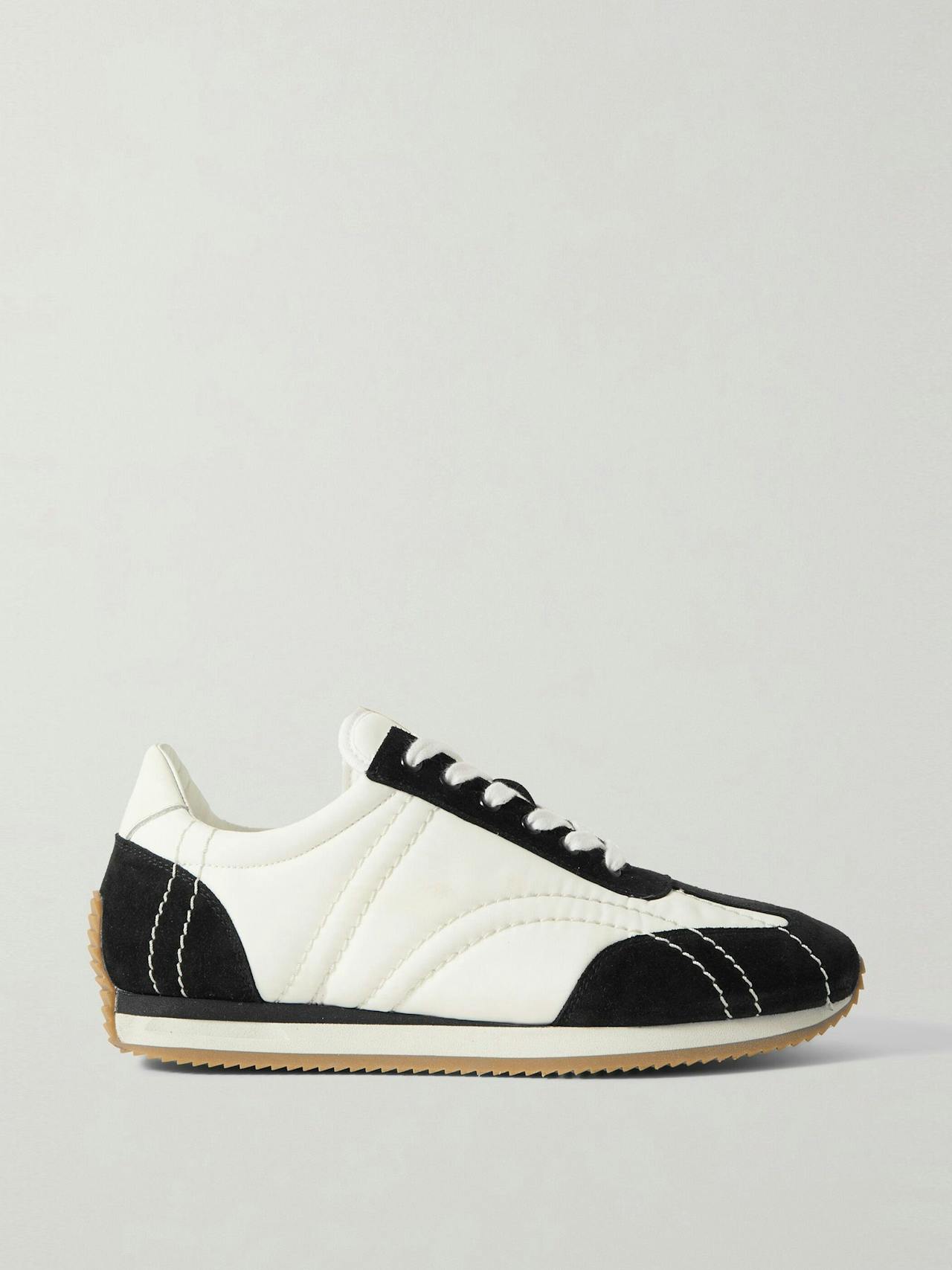 The Sport leather-trimmed suede and shell sneakers