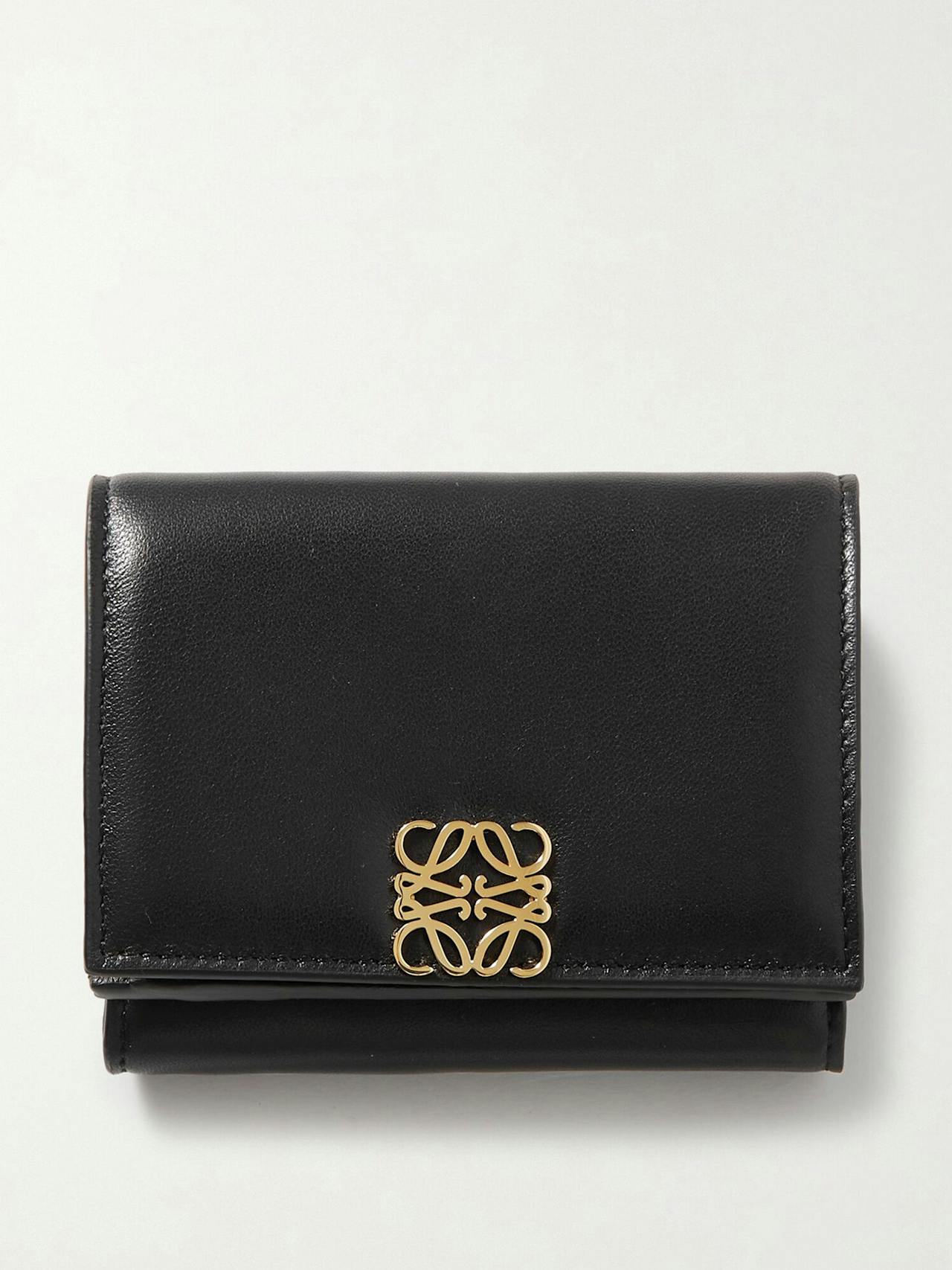 Embellished glossed-leather wallet