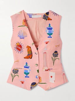 Wandrelust pink Fern linen waistcoat TOP - HS24 Borgo De Nor    - Collagerie