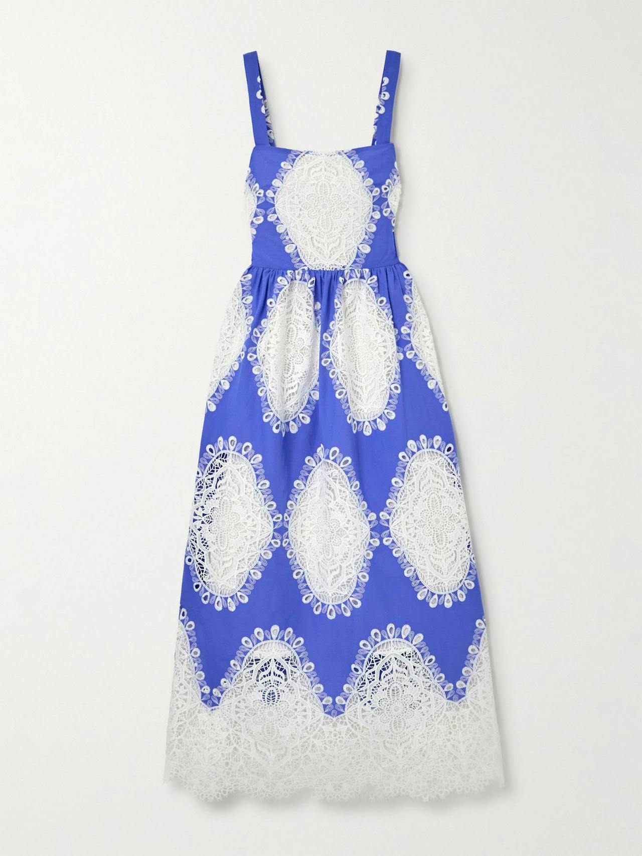 Blue and white Ninet lace midi dress