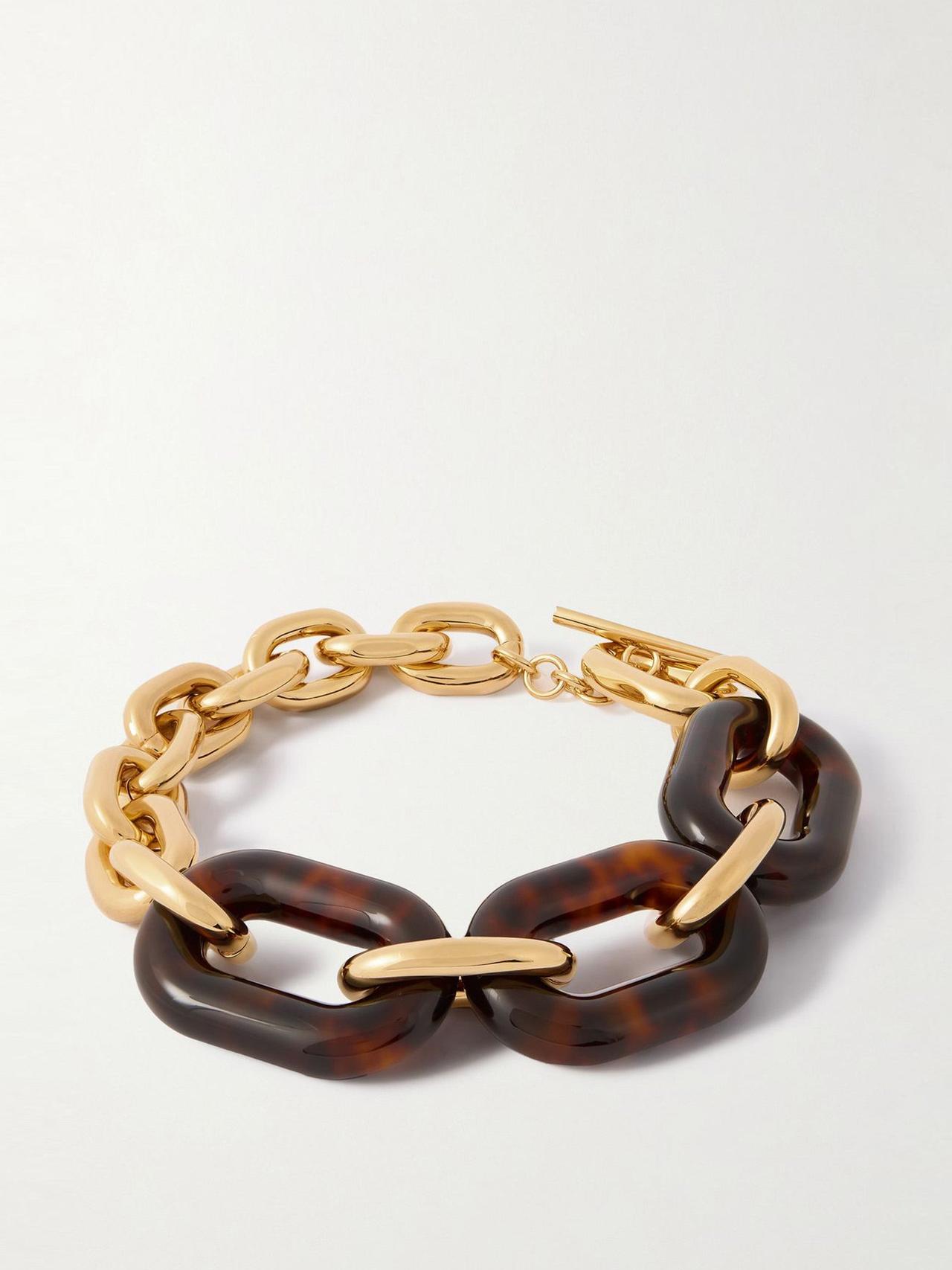 XL Link oversized gold-tone and tortoiseshell necklace