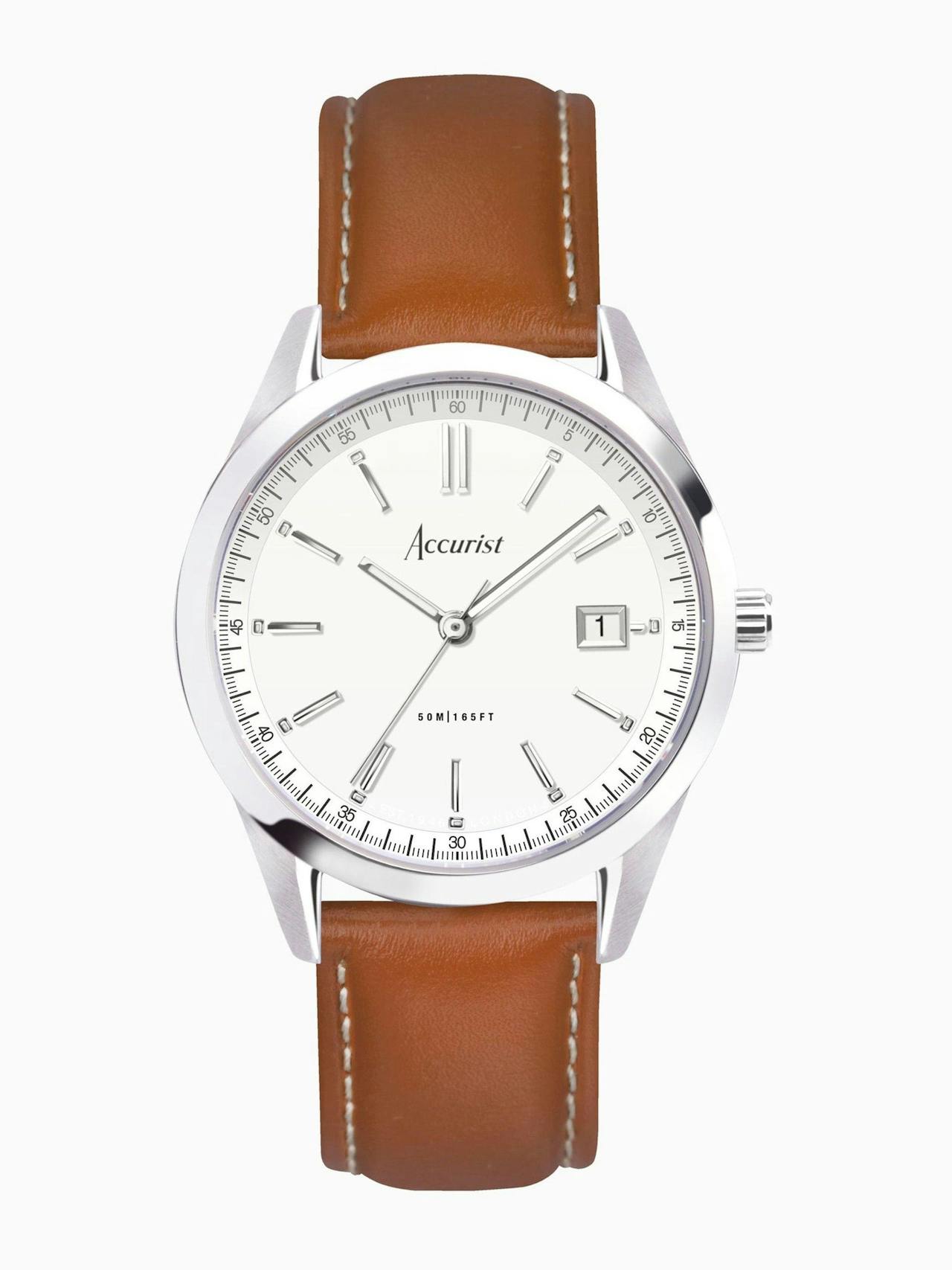 Brown everyday leather strap analogue watch