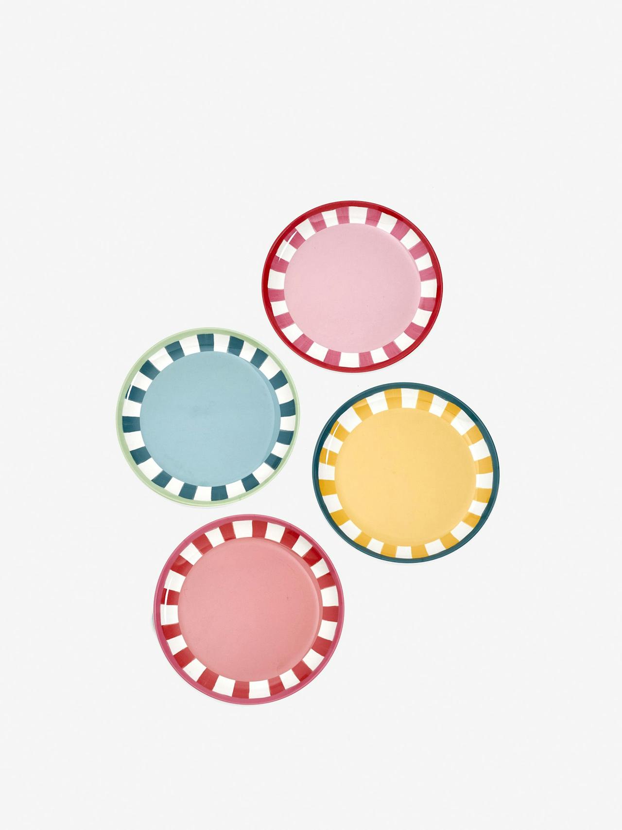 Multicoloured melamine picnic side plates (set of 4)
