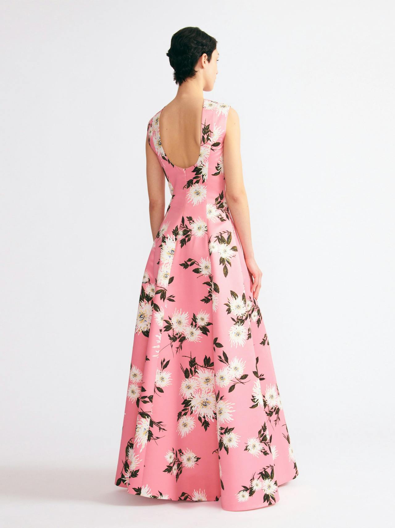 Nodin gown in pink dahlia floral print taffeta faille Dresses Emilia Wickstead    - Collagerie