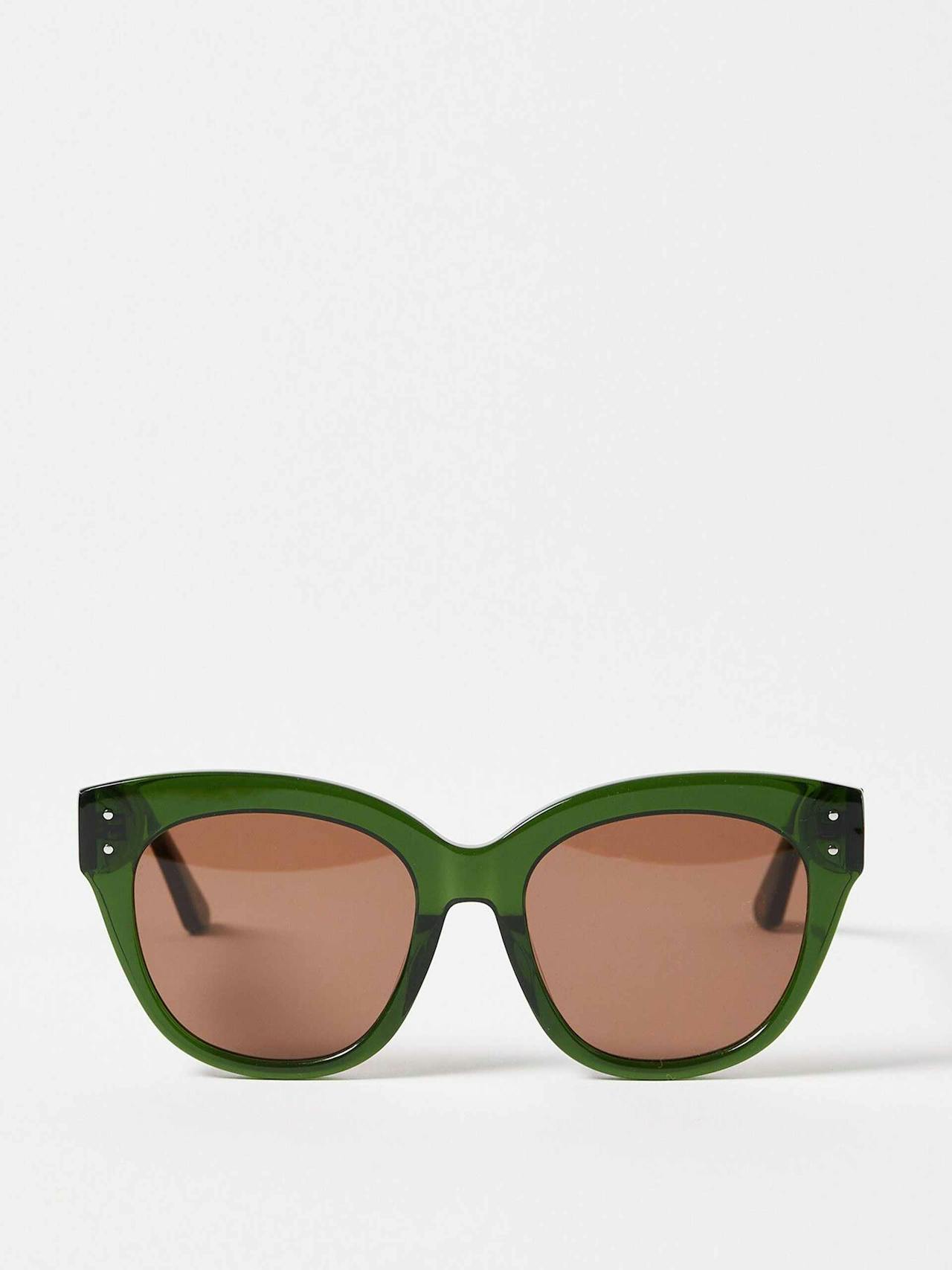 Green glam cat eye acetate sunglasses