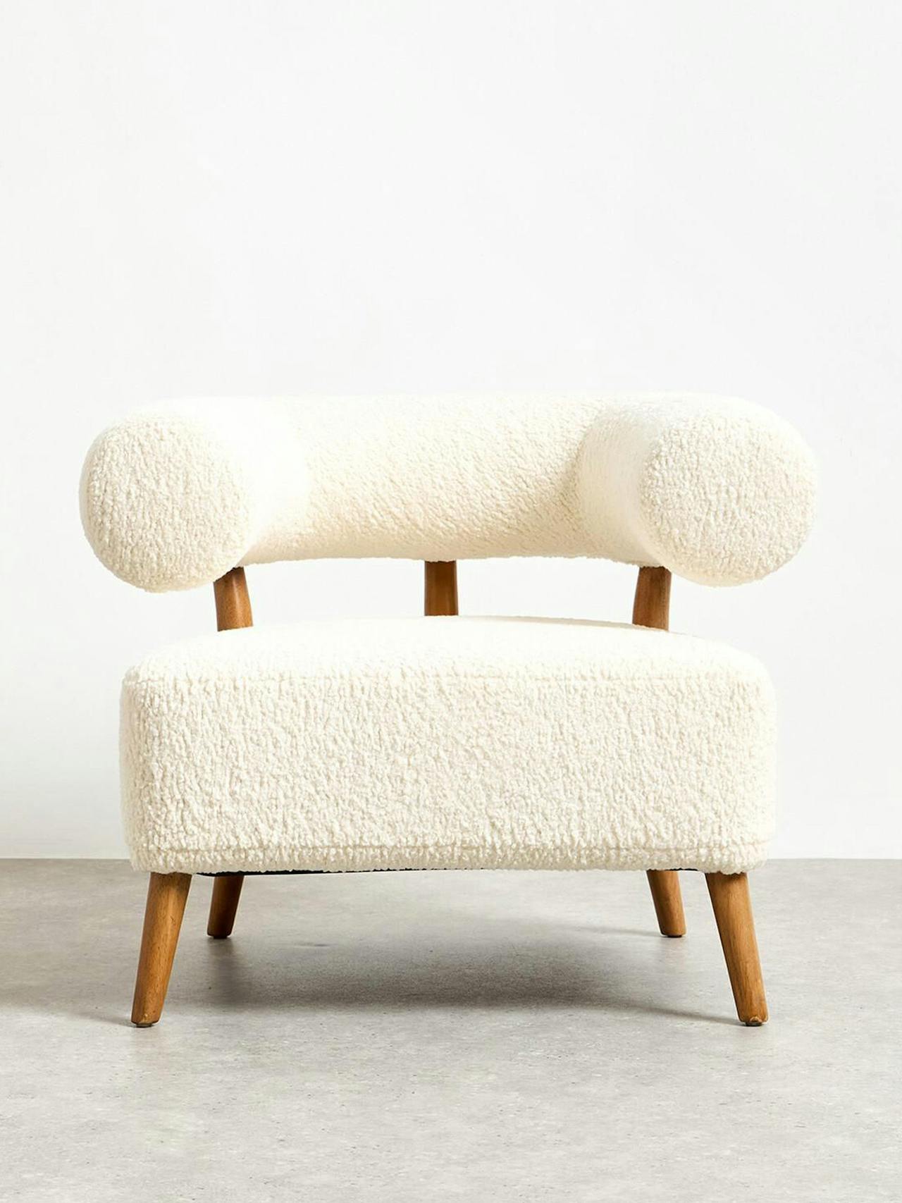 Musa white boucle bolster armchair