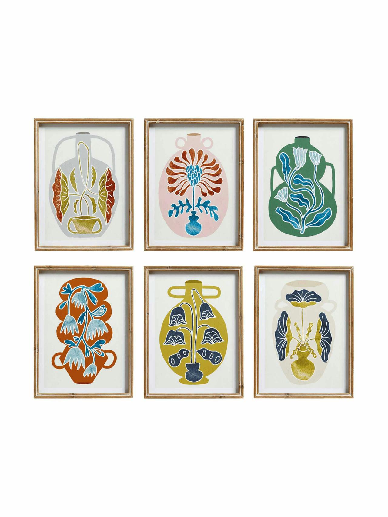 Framed Amphora prints (set of 6)