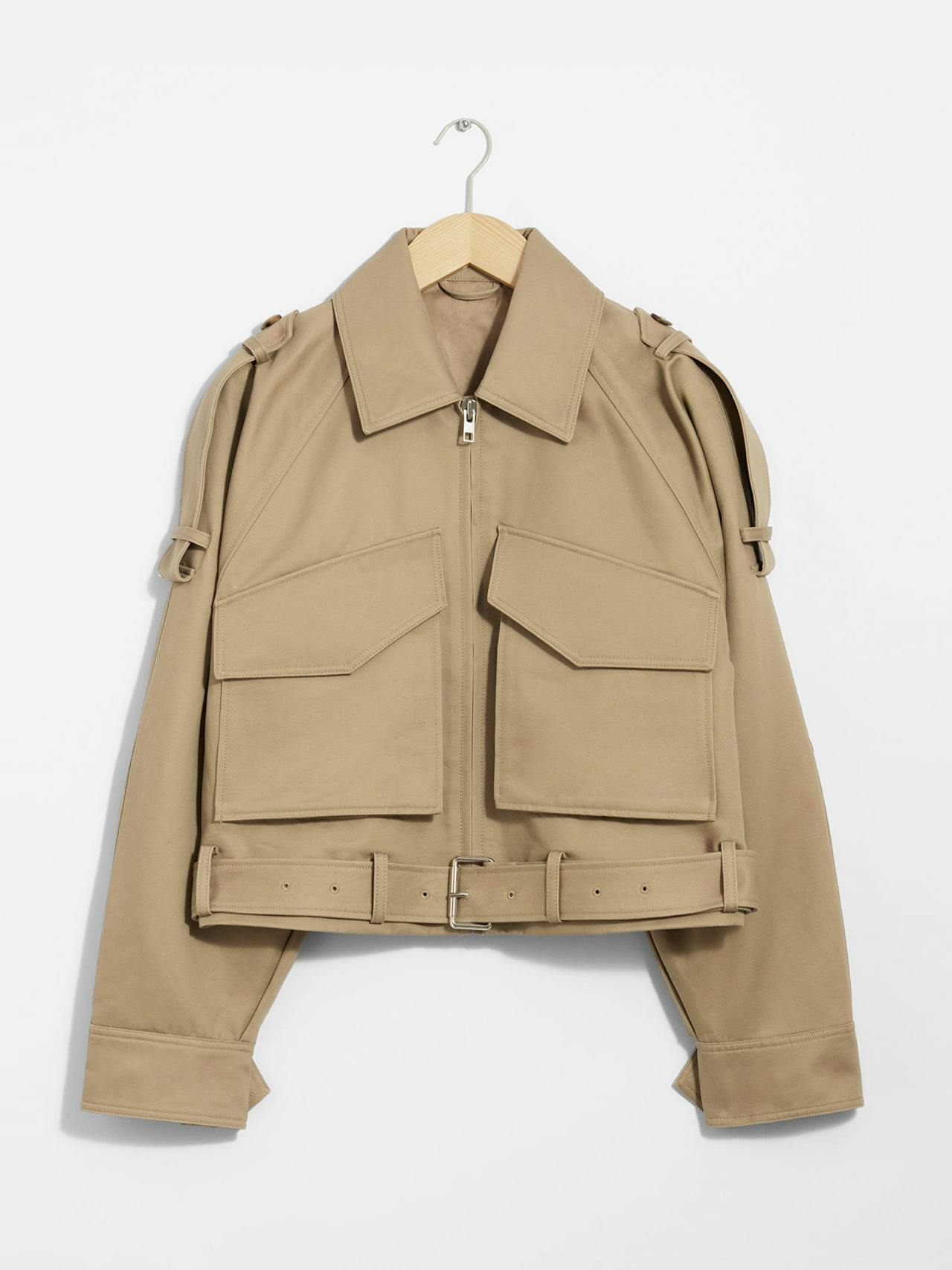 Belted patch-pocket jacket