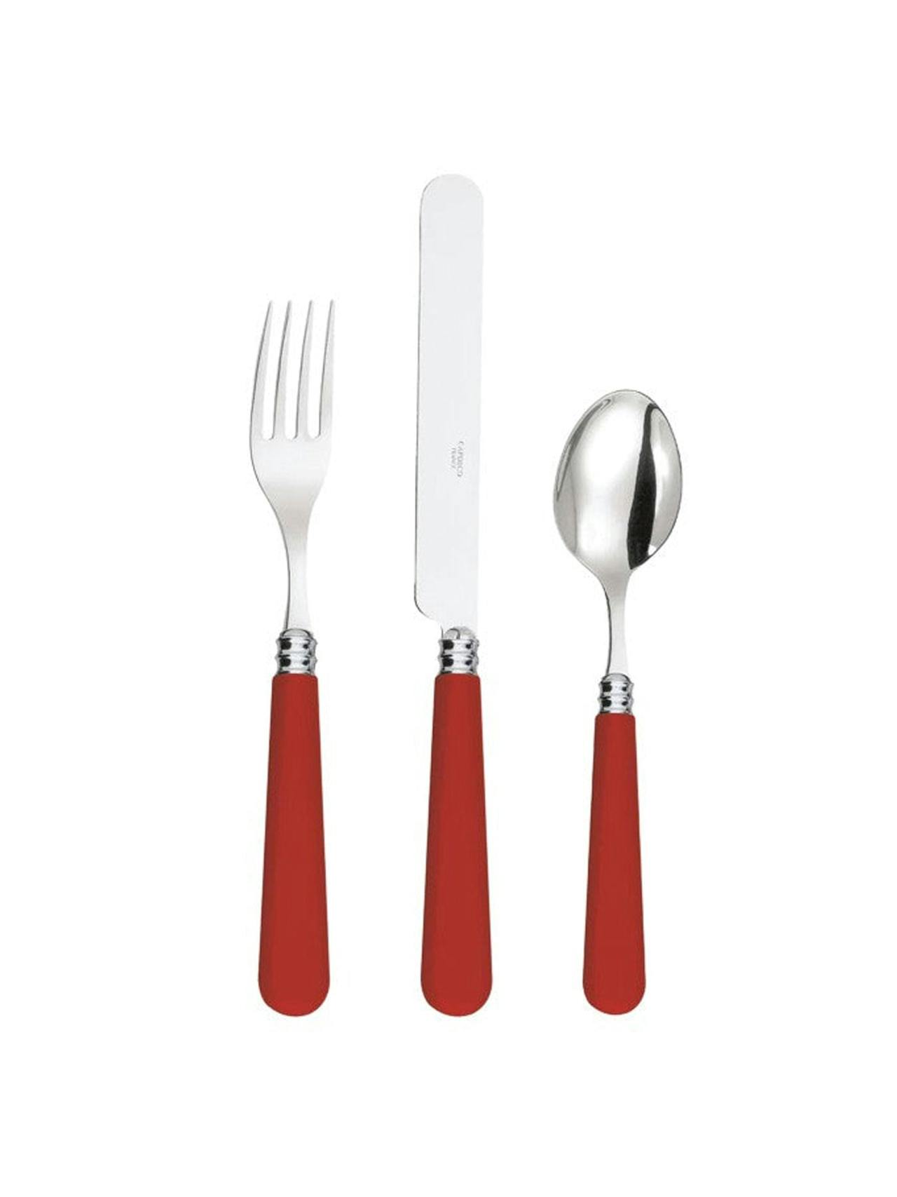 Red cutlery in stainless steel
