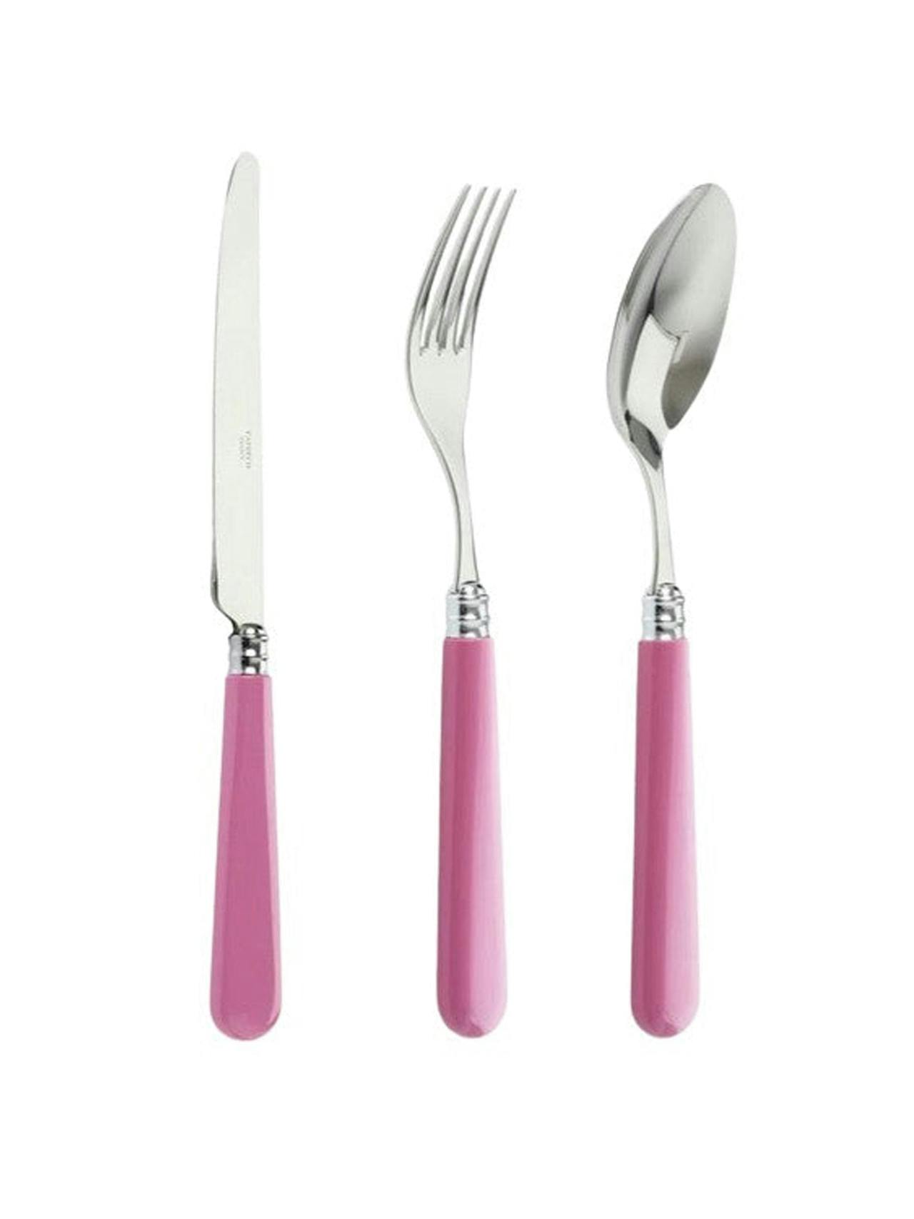 Pink cutlery in stainless steel
