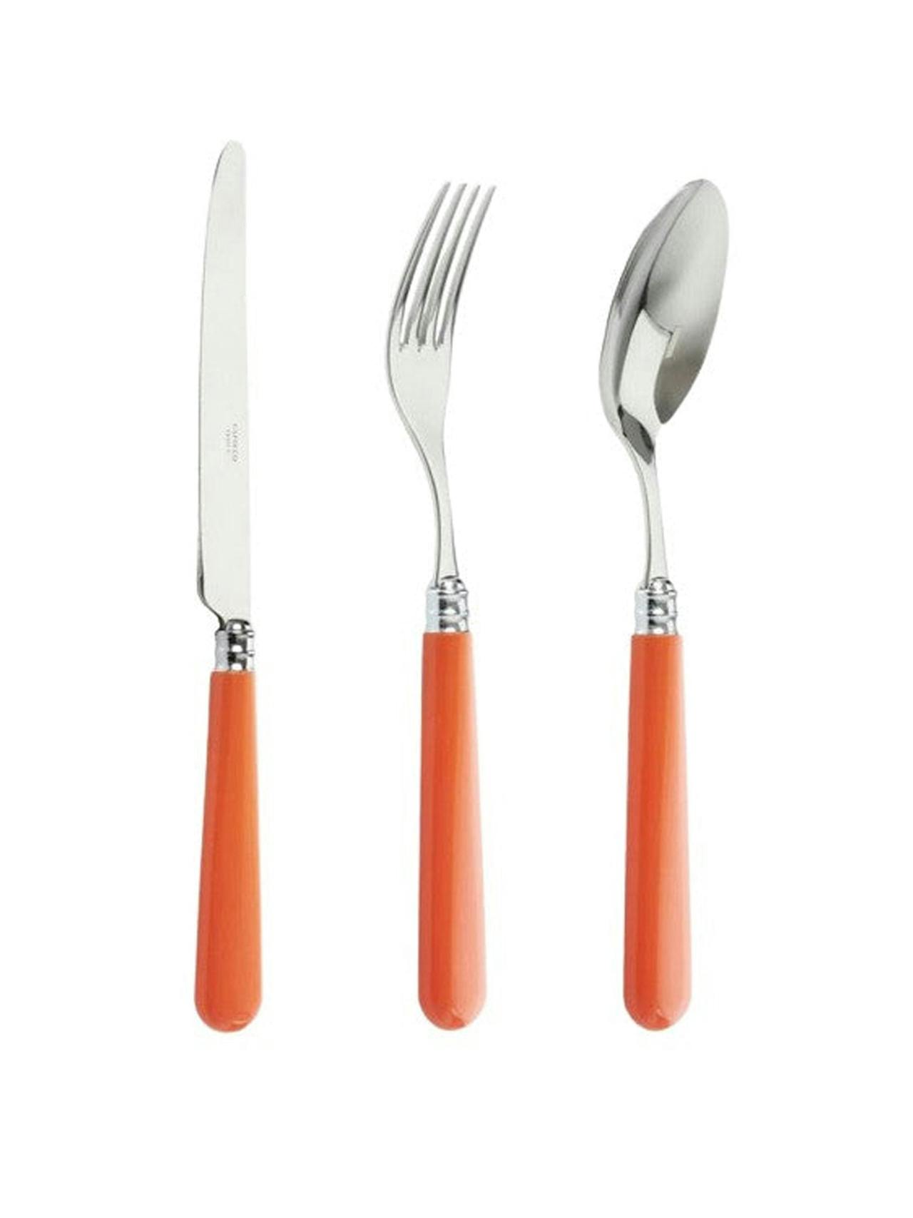 Orange cutlery in stainless steel
