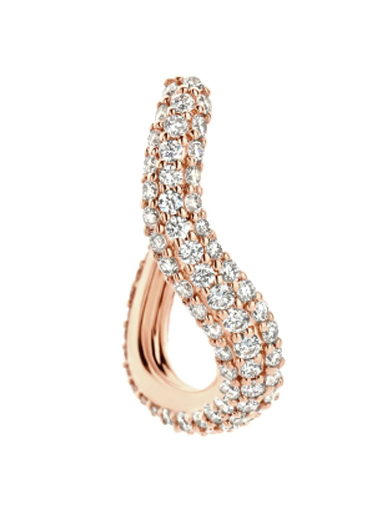 Wavy Pavé hoop Jewellery Kimai Rose Gold Left  - Collagerie