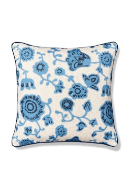 Persian Poppy print cornflower blue cushion Cushions Volga Linen    - Collagerie