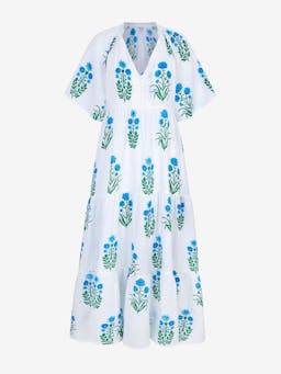 Aqua botanical manila dress Dresses Pink City Prints    - Collagerie