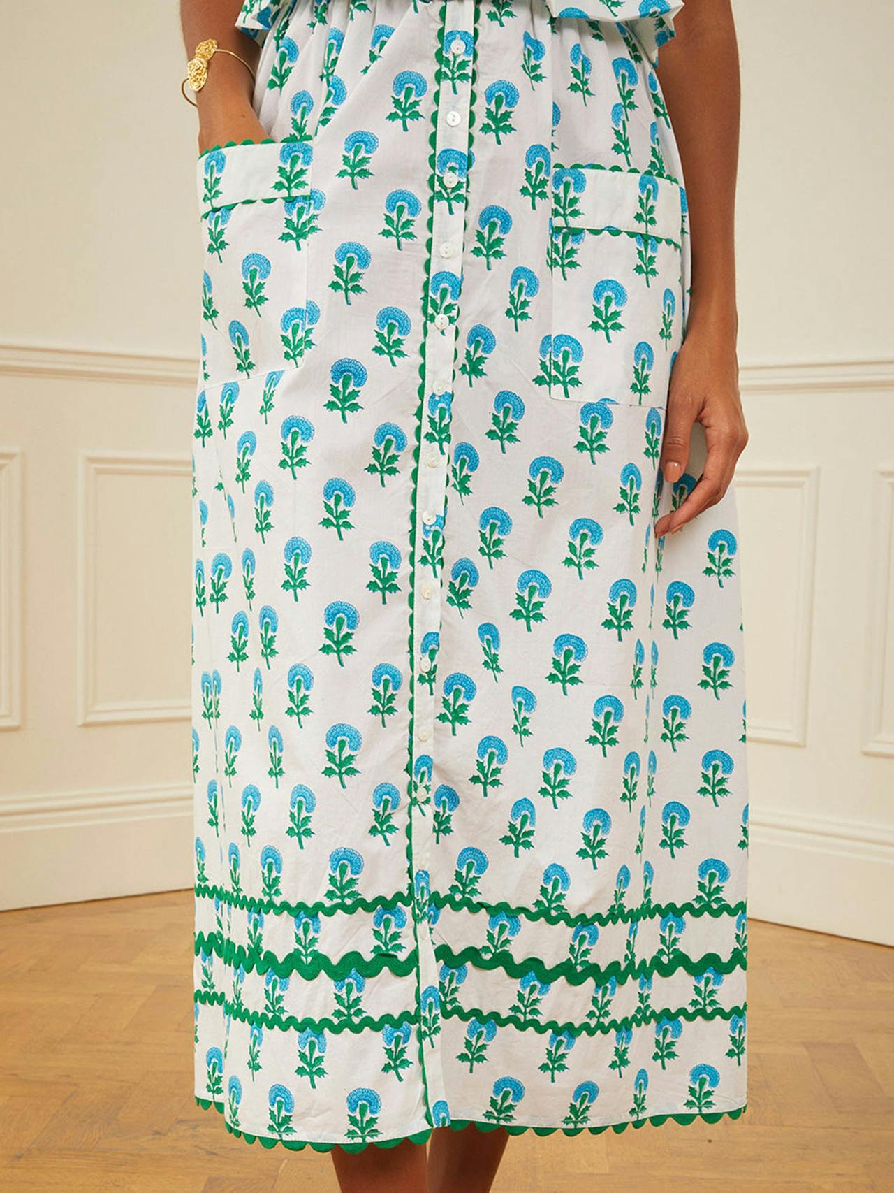 Aqua marigold hattie skirt Skirts Pink City Prints    - Collagerie