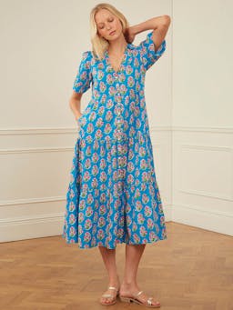 Cobalt tulip dawn dress Dresses Pink City Prints    - Collagerie