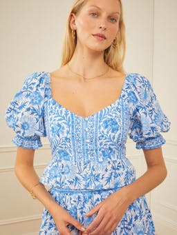 Cornflower mix agnes blouse Tops Pink City Prints    - Collagerie