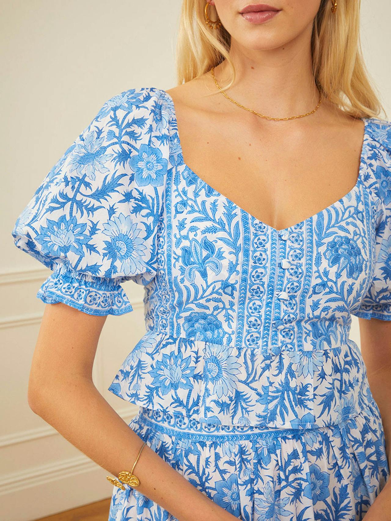 Cornflower mix agnes blouse Tops Pink City Prints    - Collagerie