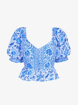 Cornflower mix agnes blouse Tops Pink City Prints    - Collagerie