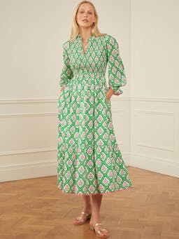 Emerald trellis izzy dress Dresses Pink City Prints    - Collagerie