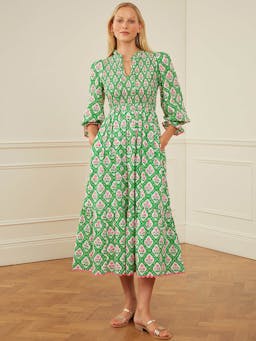 Emerald trellis izzy dress Dresses Pink City Prints    - Collagerie