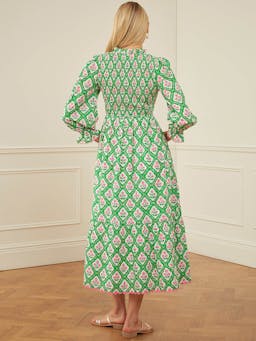 Emerald trellis izzy dress Dresses Pink City Prints    - Collagerie