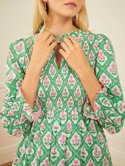 Emerald trellis izzy dress Dresses Pink City Prints    - Collagerie