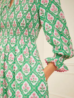 Emerald trellis izzy dress Dresses Pink City Prints    - Collagerie