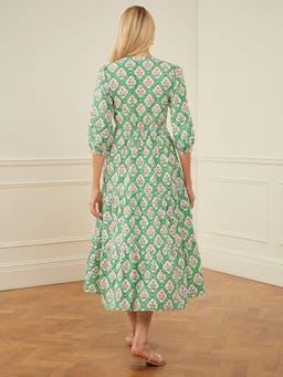 Emerald trellis maria dress Dresses Pink City Prints    - Collagerie