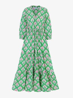 Emerald trellis maria dress Dresses Pink City Prints    - Collagerie