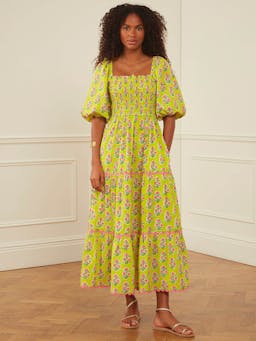 Lime hibiscus jodhpur dress Dresses Pink City Prints    - Collagerie