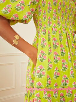 Lime hibiscus jodhpur dress Dresses Pink City Prints    - Collagerie