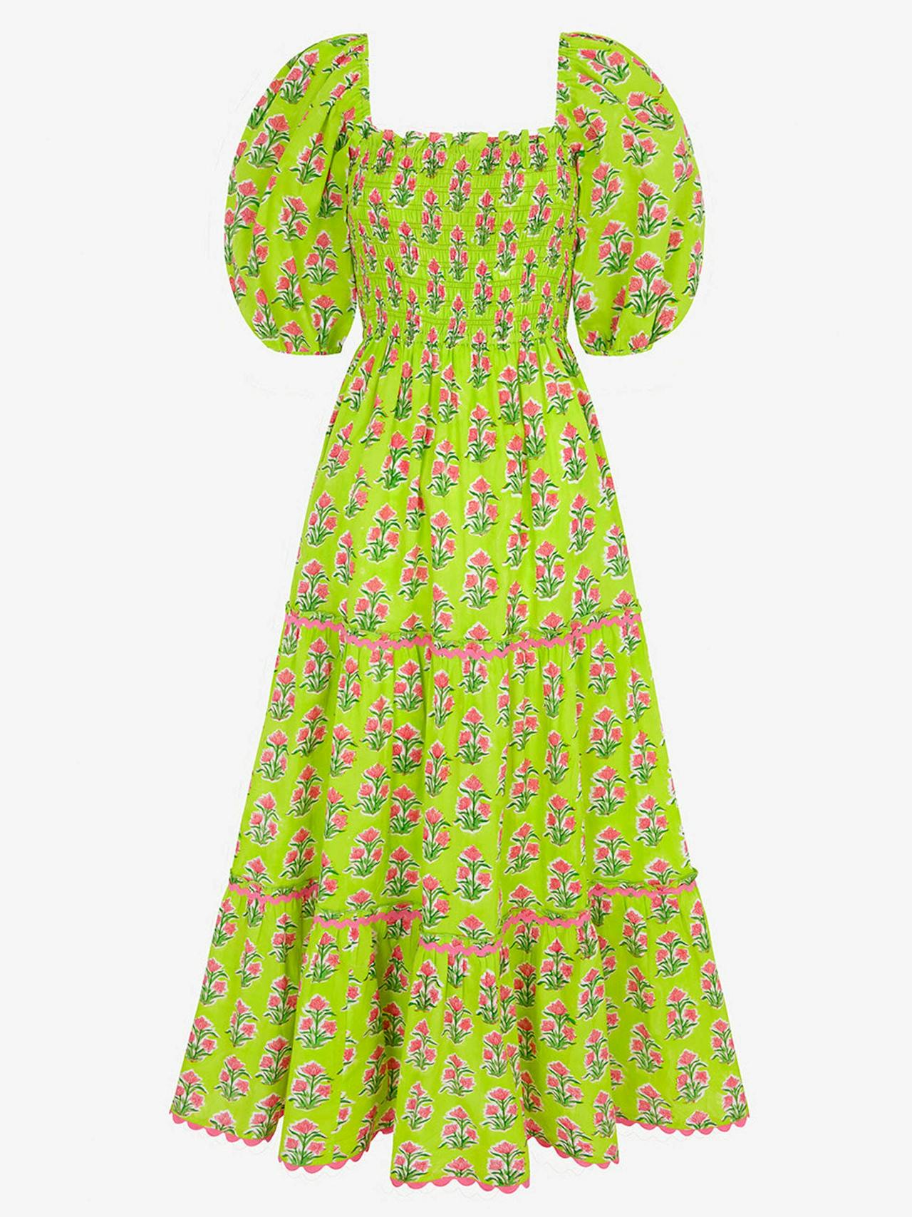 Lime hibiscus jodhpur dress