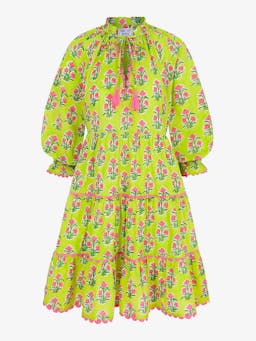 Lime hibiscus luna mini dress Dresses Pink City Prints    - Collagerie