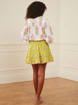 Lime hibiscus elsie skirt Skirts Pink City Prints    - Collagerie