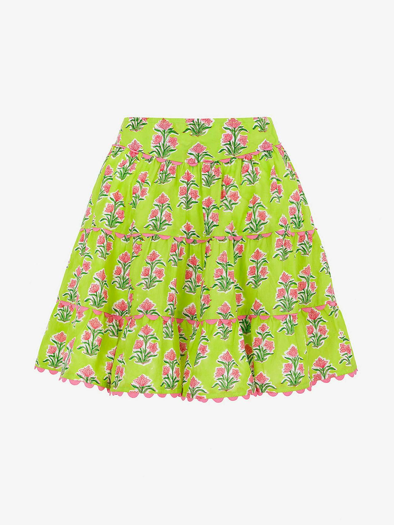 Lime hibiscus elsie skirt