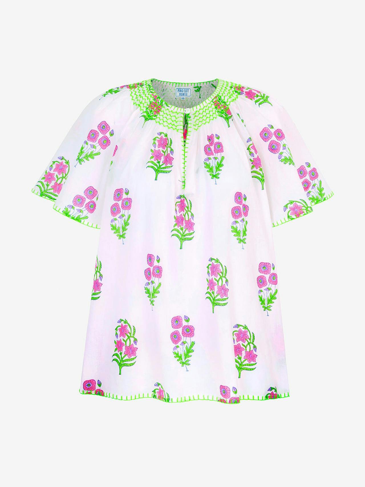 Neon agapanthus Tamsin blouse