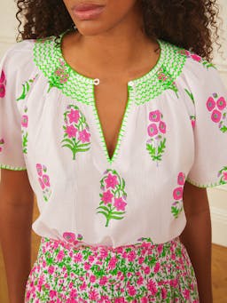 Neon agapanthus Tamsin blouse Tops Pink City Prints    - Collagerie