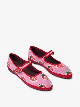 Strawberry print Mary Janes Footwear Pink City Prints    - Collagerie