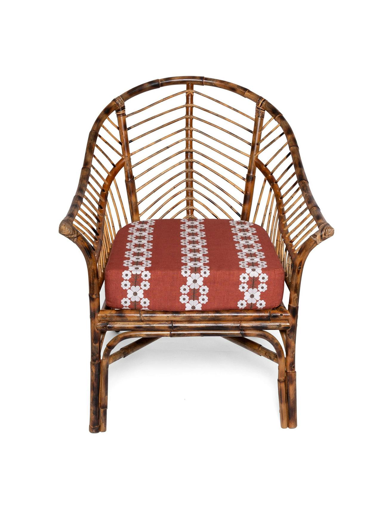 Brick red Piolo bamboo chair Interiors Sharland England    - Collagerie