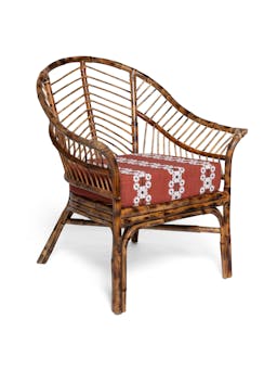 Brick red Piolo bamboo chair Interiors Sharland England    - Collagerie