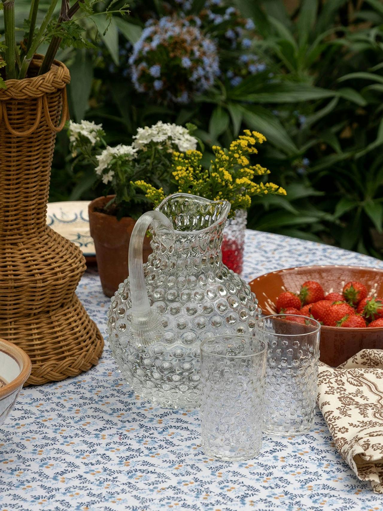 Round hobnail jug Glassware Sharland England    - Collagerie