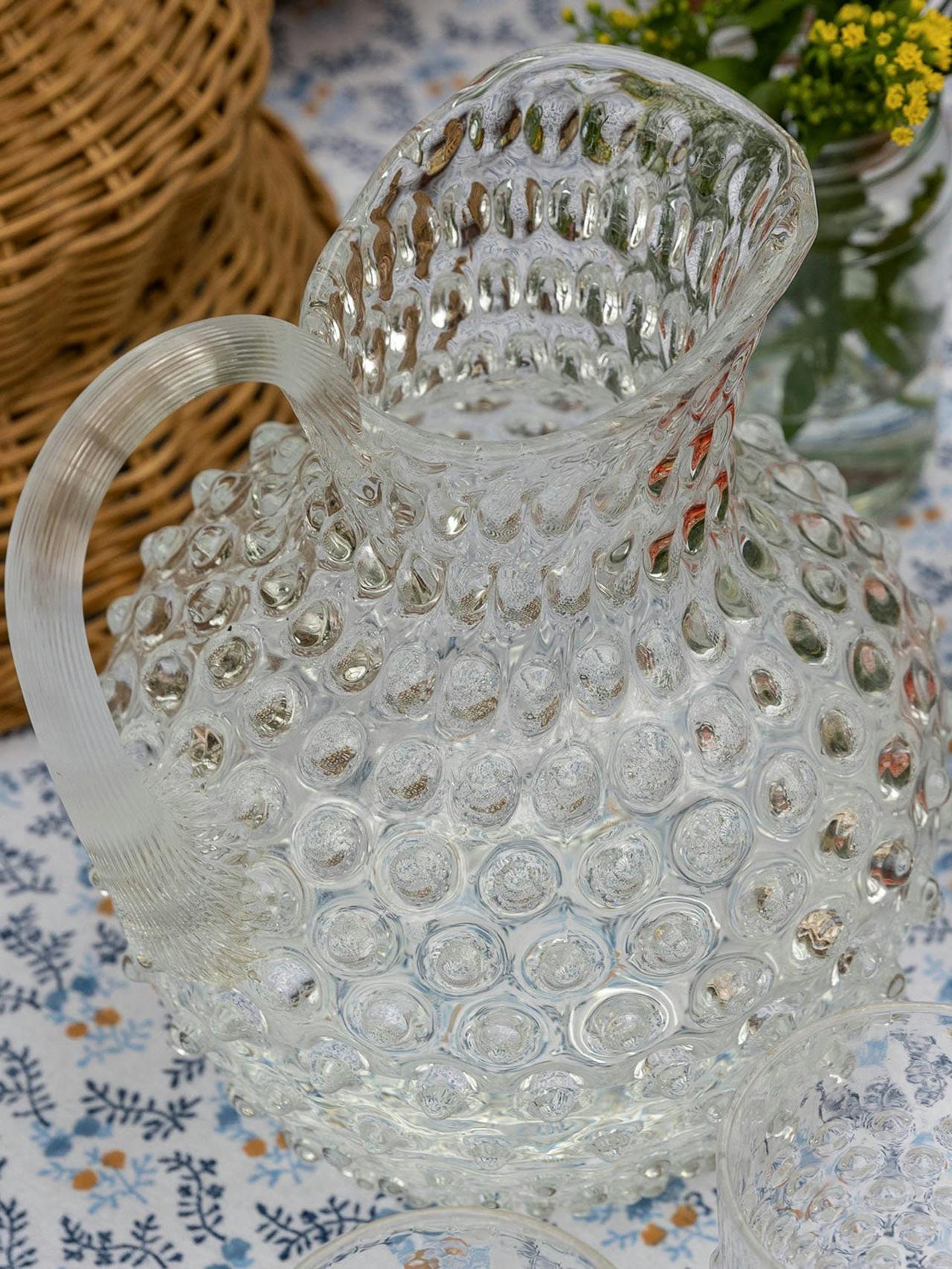 Round hobnail jug Glassware Sharland England    - Collagerie