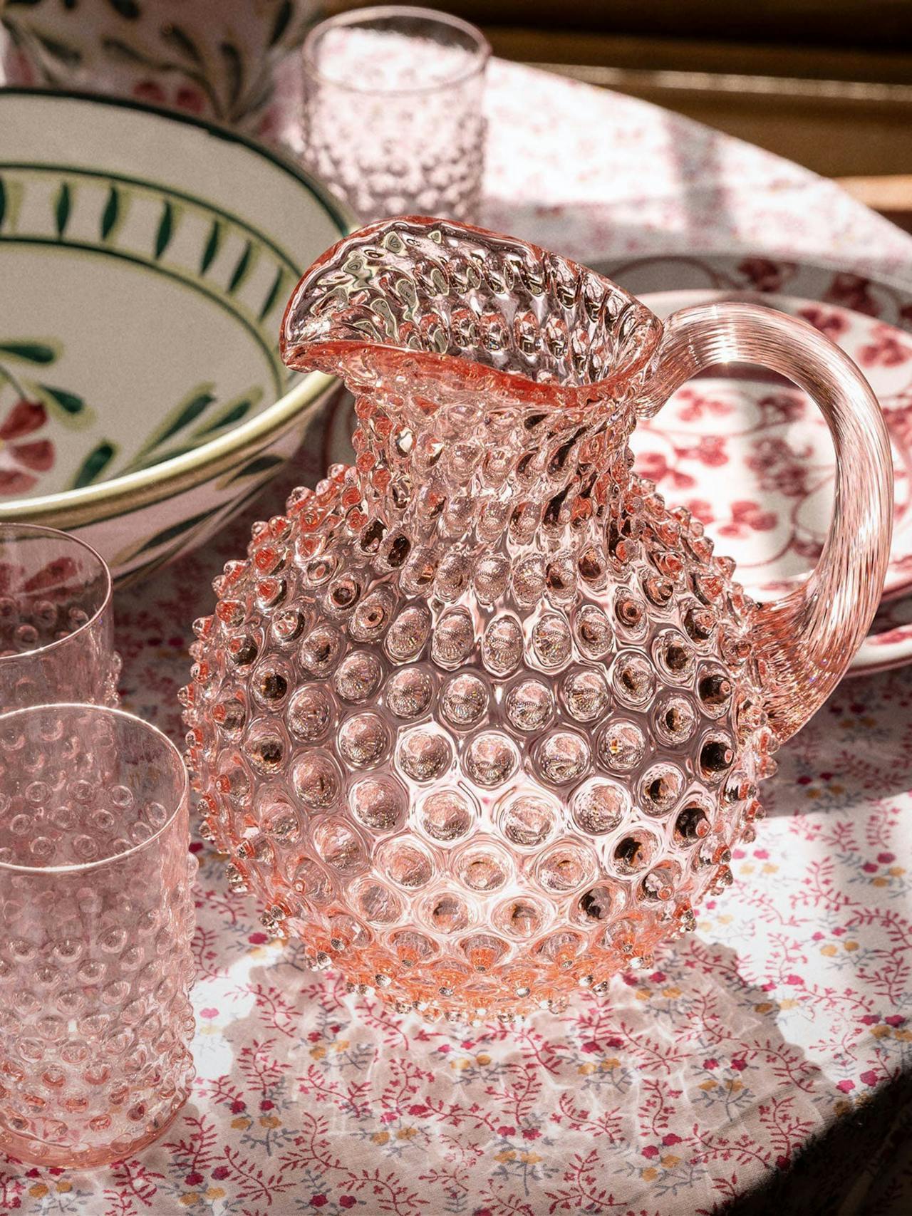 Round hobnail jug Glassware Sharland England    - Collagerie