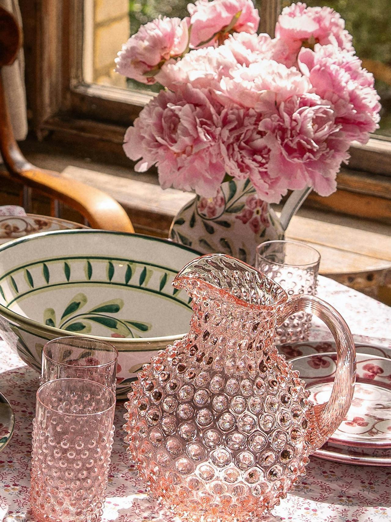 Round hobnail jug Glassware Sharland England    - Collagerie