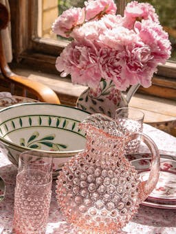 Round hobnail jug Glassware Sharland England    - Collagerie