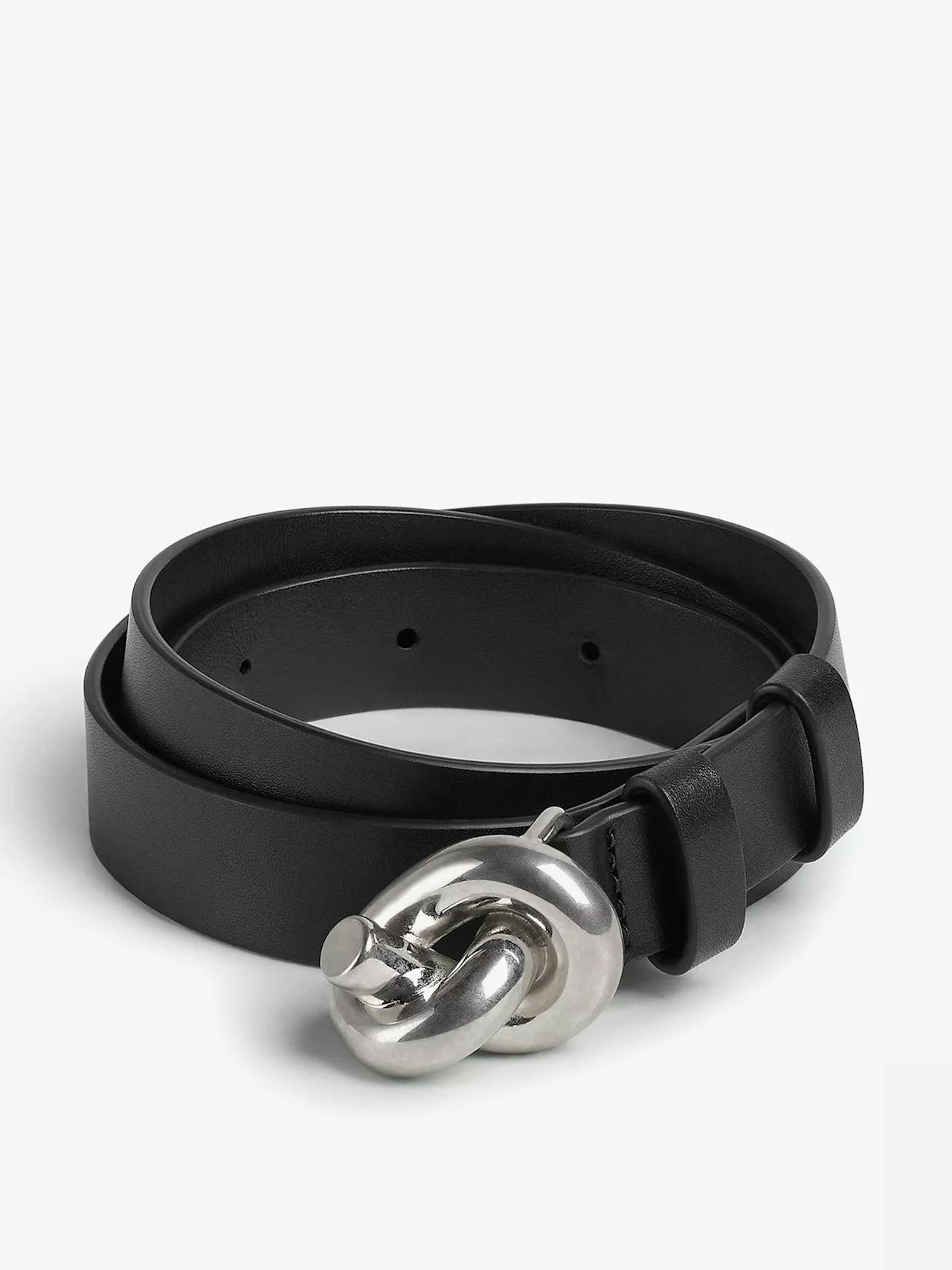 Knot leather and silver-tone hardware belt