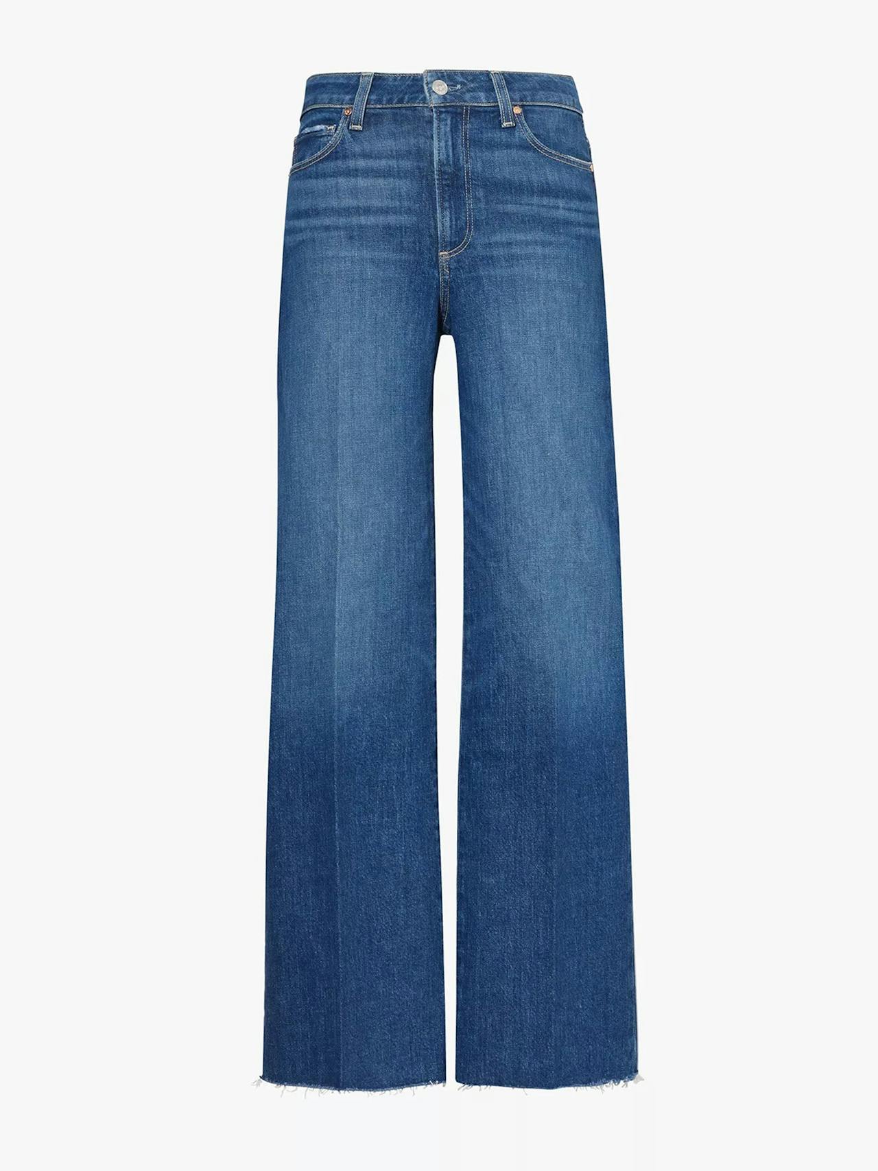 Anessa raw-hem wide-leg high-rise stretch-denim jeans