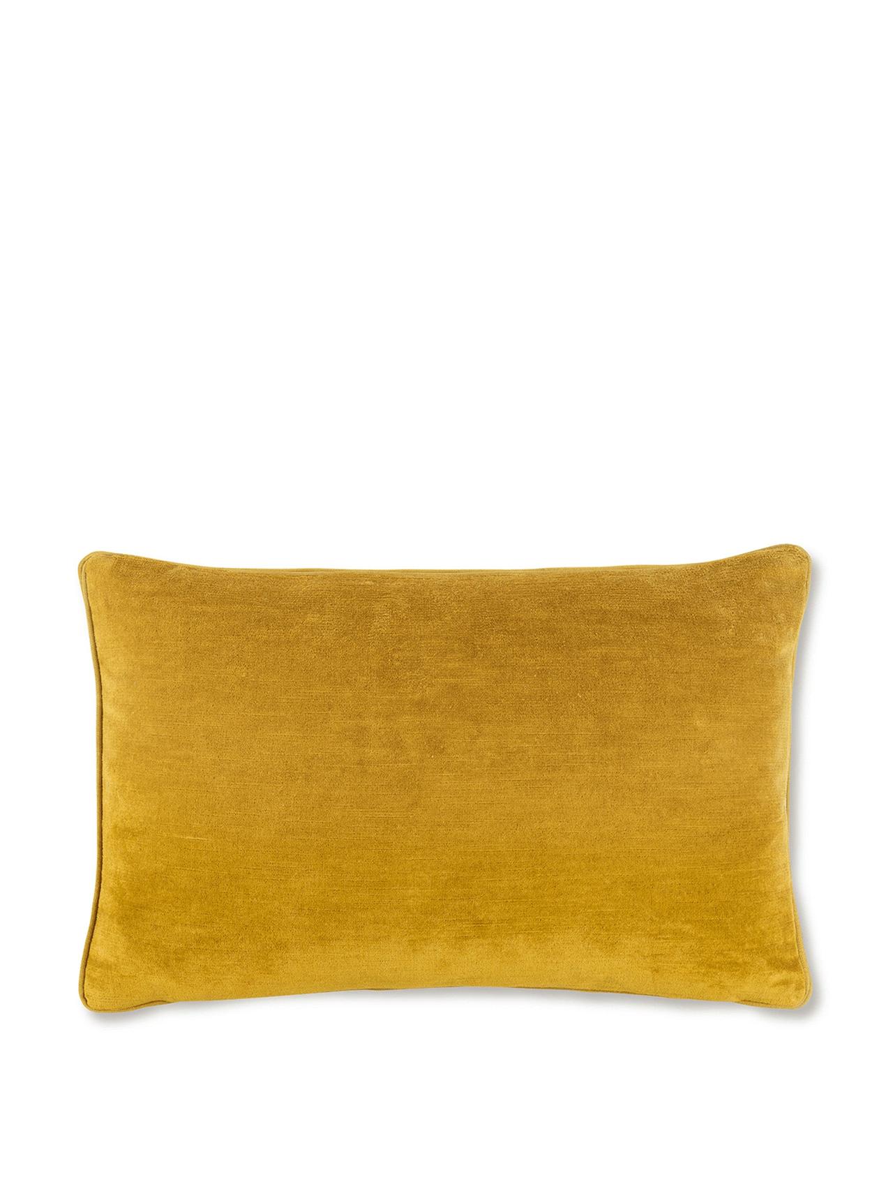 Ochre Shashka print and venitian velvet cushion Velvet Cushions Volga Linen    - Collagerie