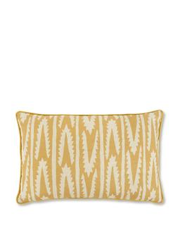 Ochre Shashka print and venitian velvet cushion Velvet Cushions Volga Linen    - Collagerie